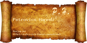 Petrovics Hannó névjegykártya